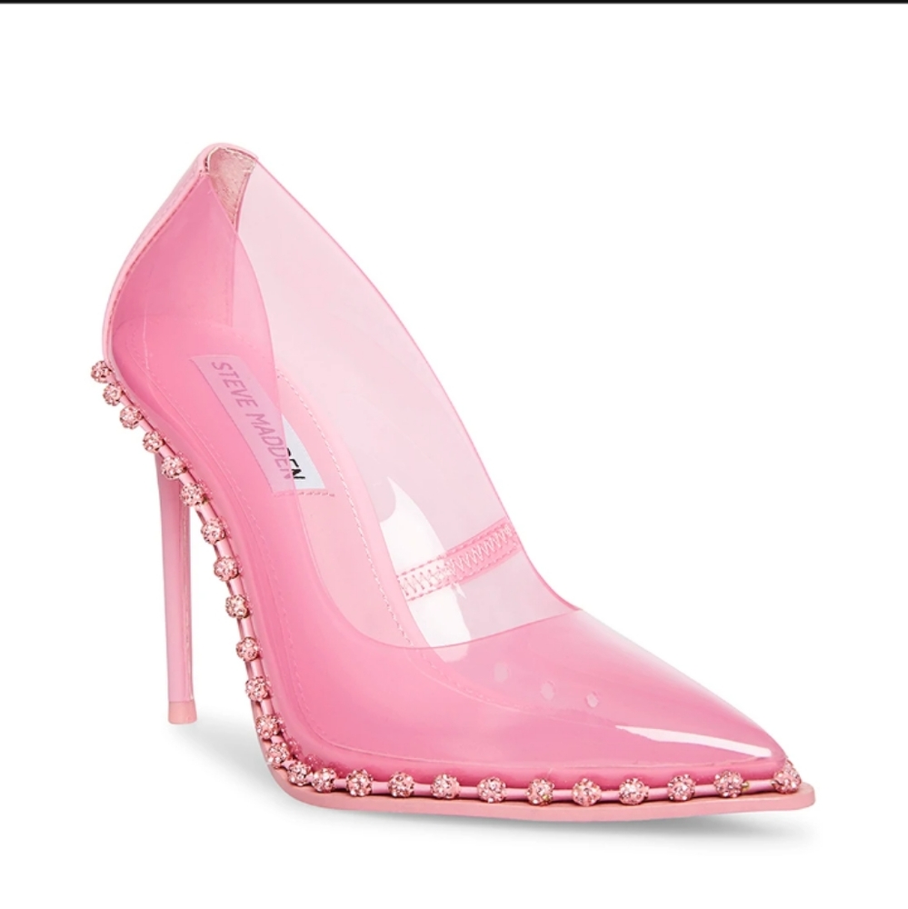 Steve Madden Pink Rhinestone Trim Pointed Toe Pumps